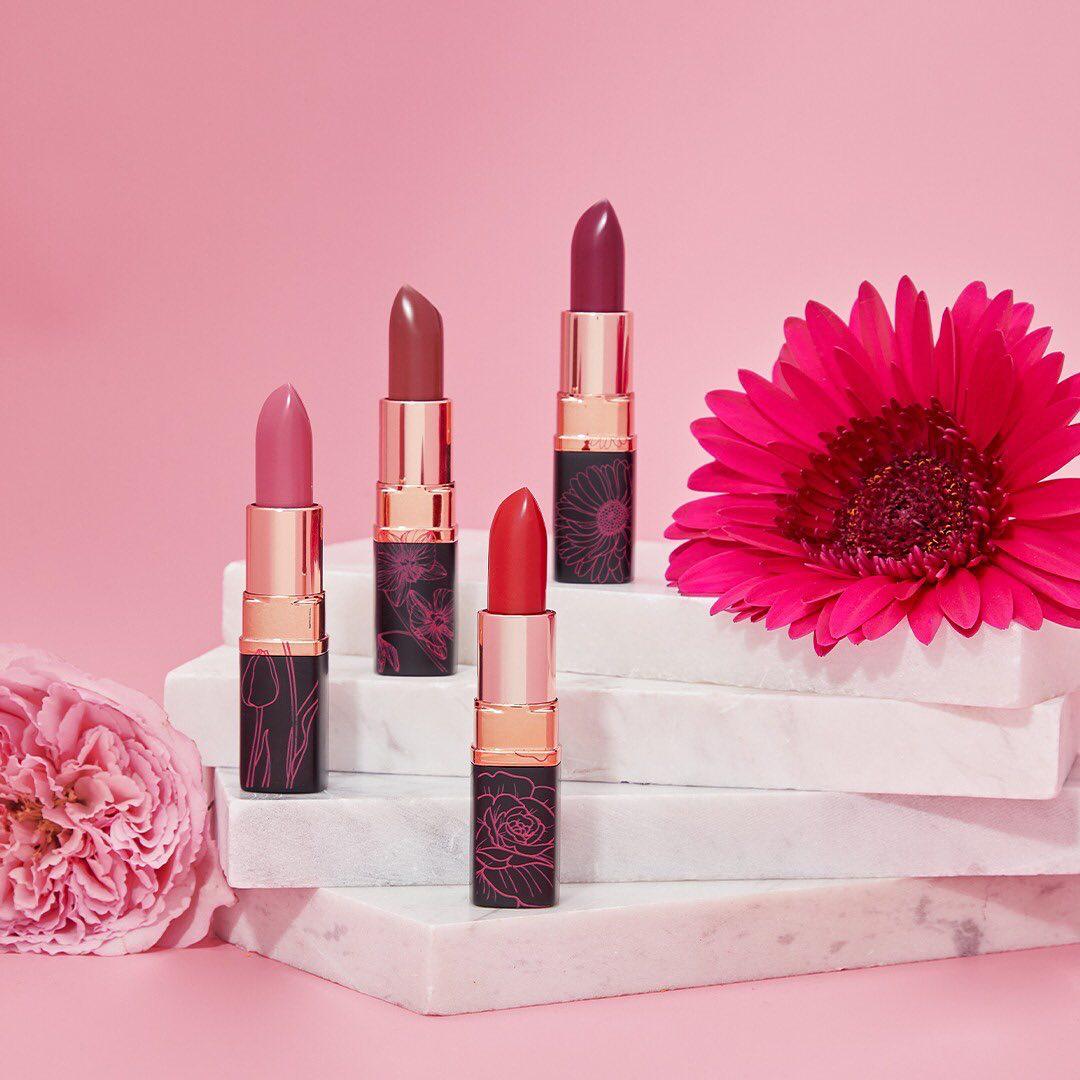 Mai Ibrahim x Inglot Flower Studio lipstick collection flat lay